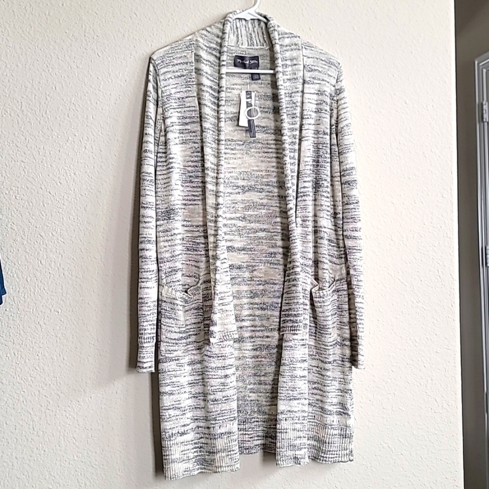 NWT Anthropologie Michael Stars Duster Cardigan Oversize Gray Cream Cotton Linen